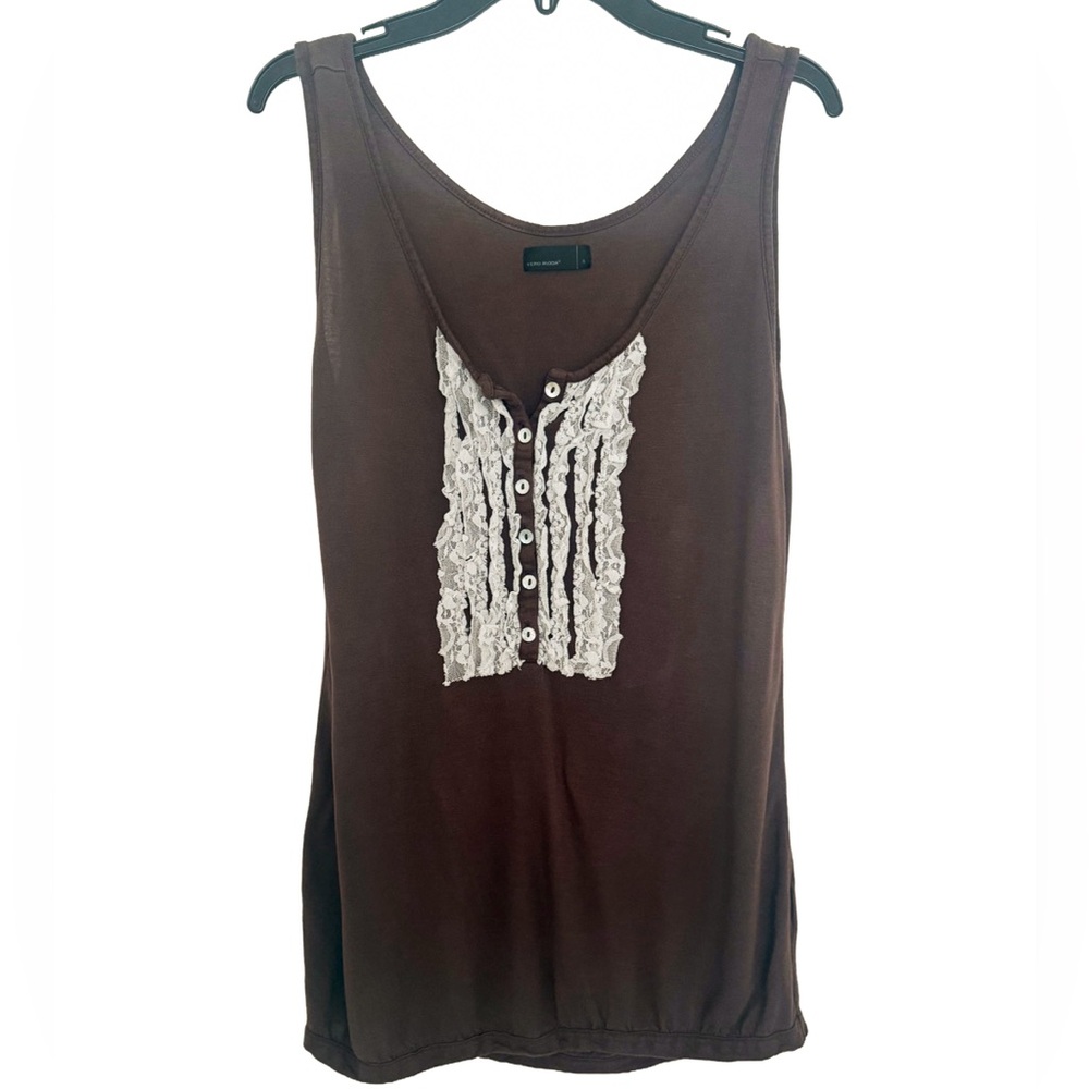 Vero Moda Brown Tank Top with Lace